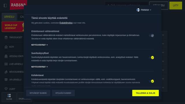 Rabona casino screenshot